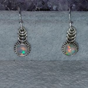 Elegant Silver Ethiopian Opal Earrings